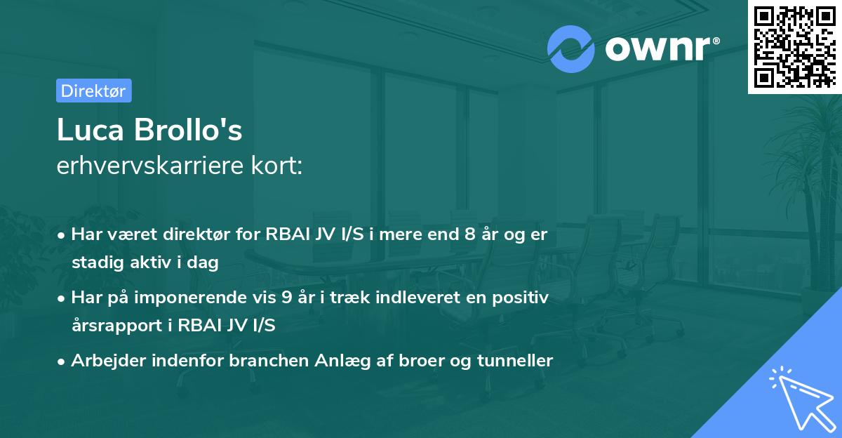 Luca Brollo's erhvervskarriere kort