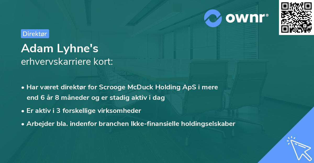 Adam Lyhne's erhvervskarriere kort