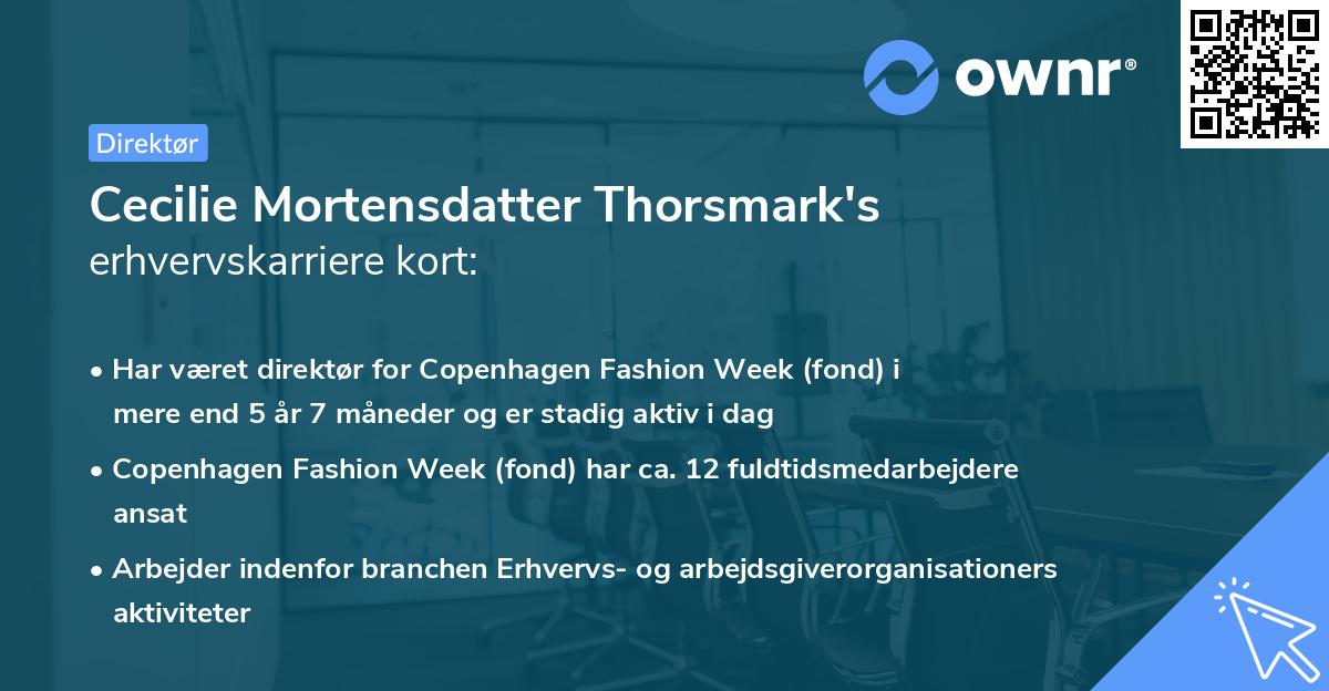 Cecilie Mortensdatter Thorsmark's erhvervskarriere kort