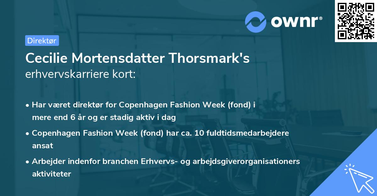 Cecilie Mortensdatter Thorsmark's erhvervskarriere kort