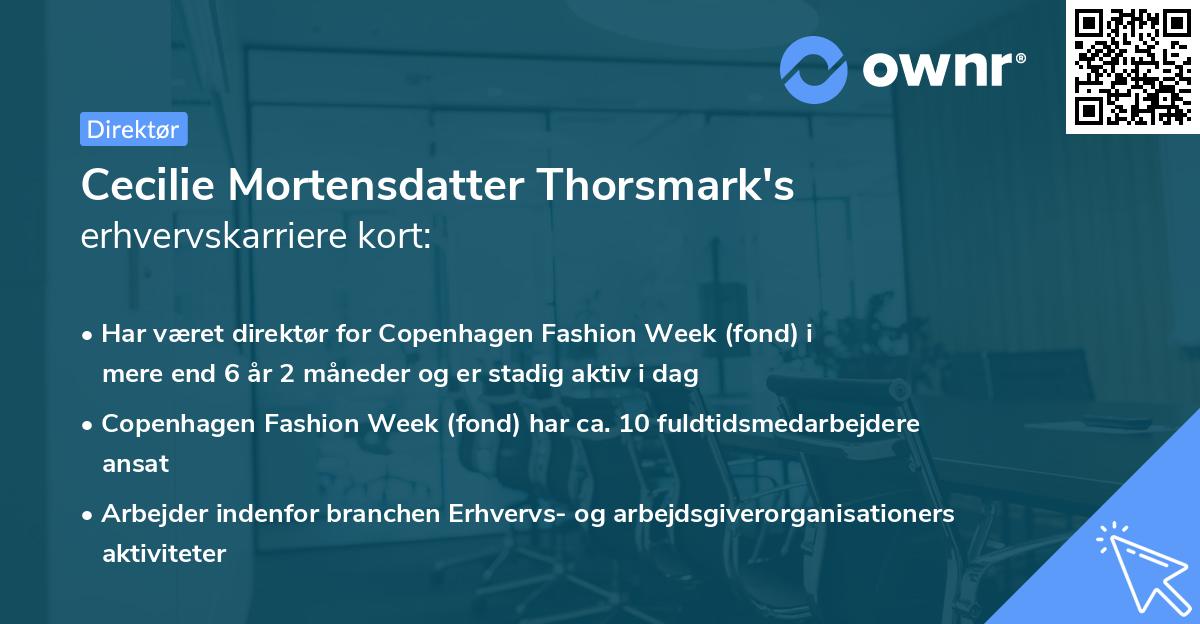 Cecilie Mortensdatter Thorsmark's erhvervskarriere kort
