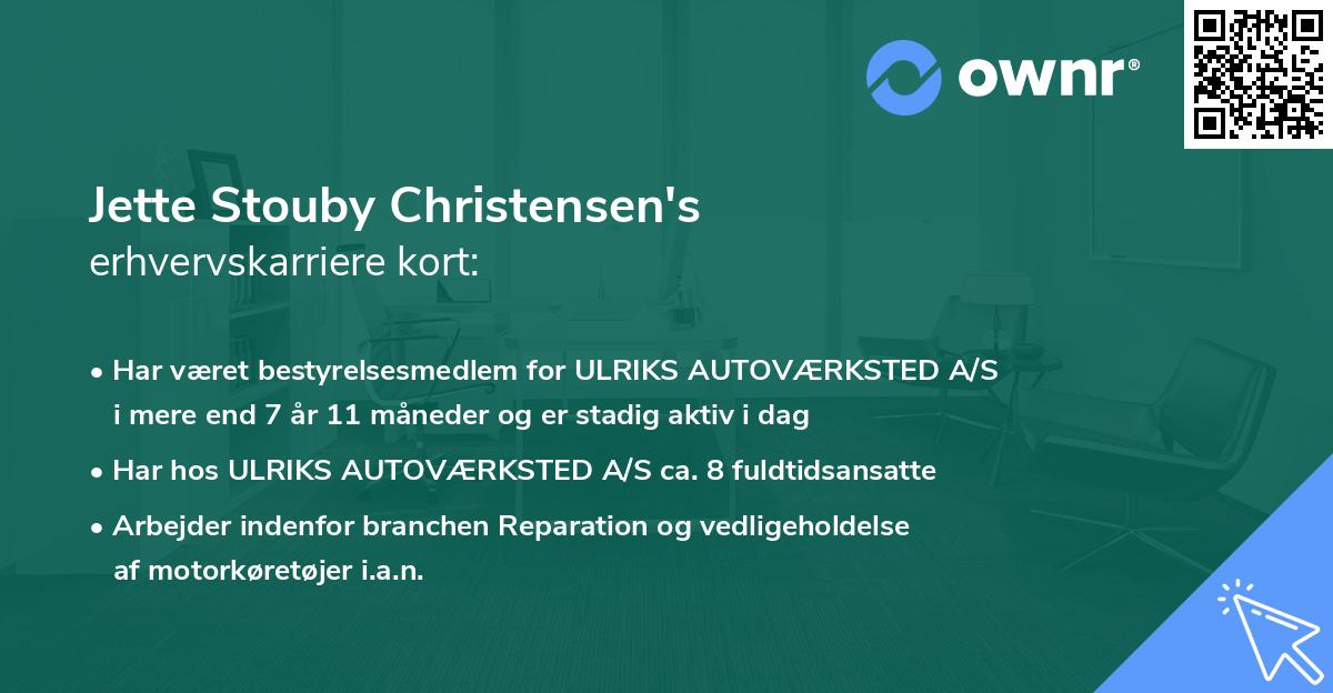 Jette Stouby Christensen's erhvervskarriere kort