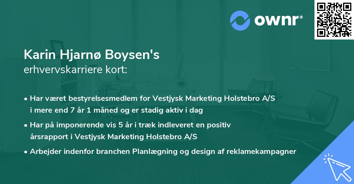Karin Hjarnø Boysen's erhvervskarriere kort