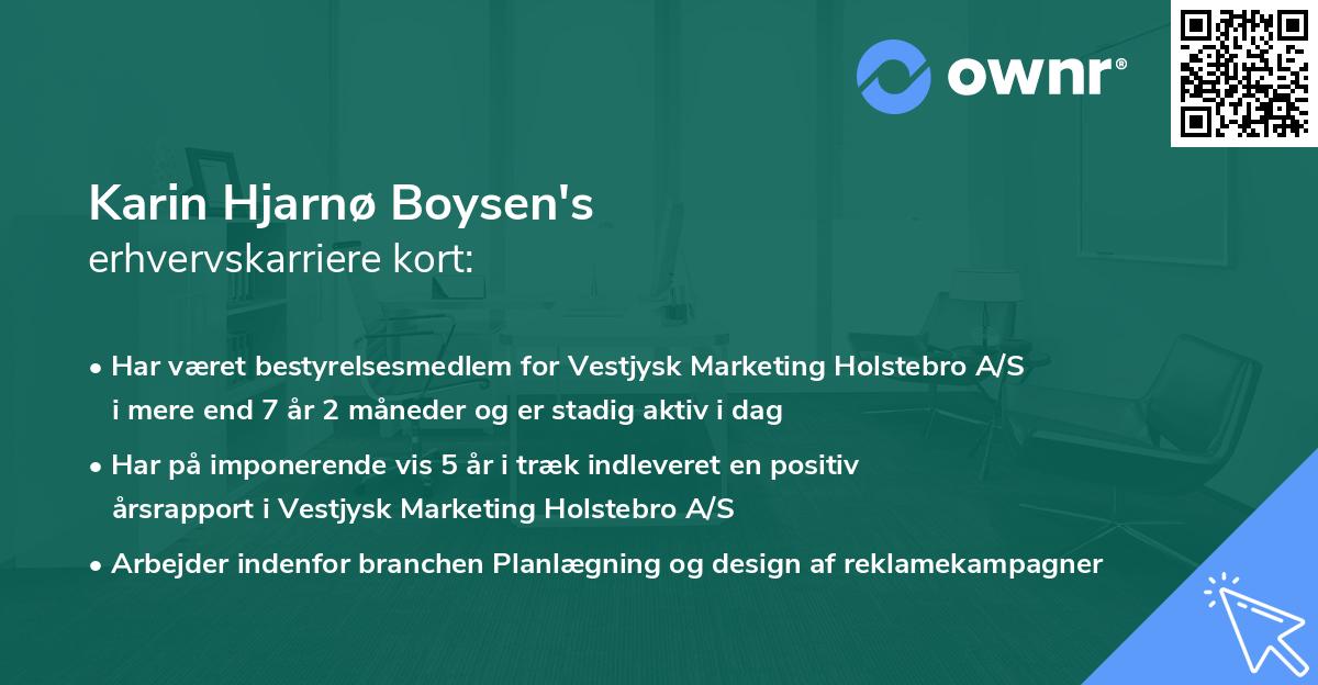 Karin Hjarnø Boysen's erhvervskarriere kort