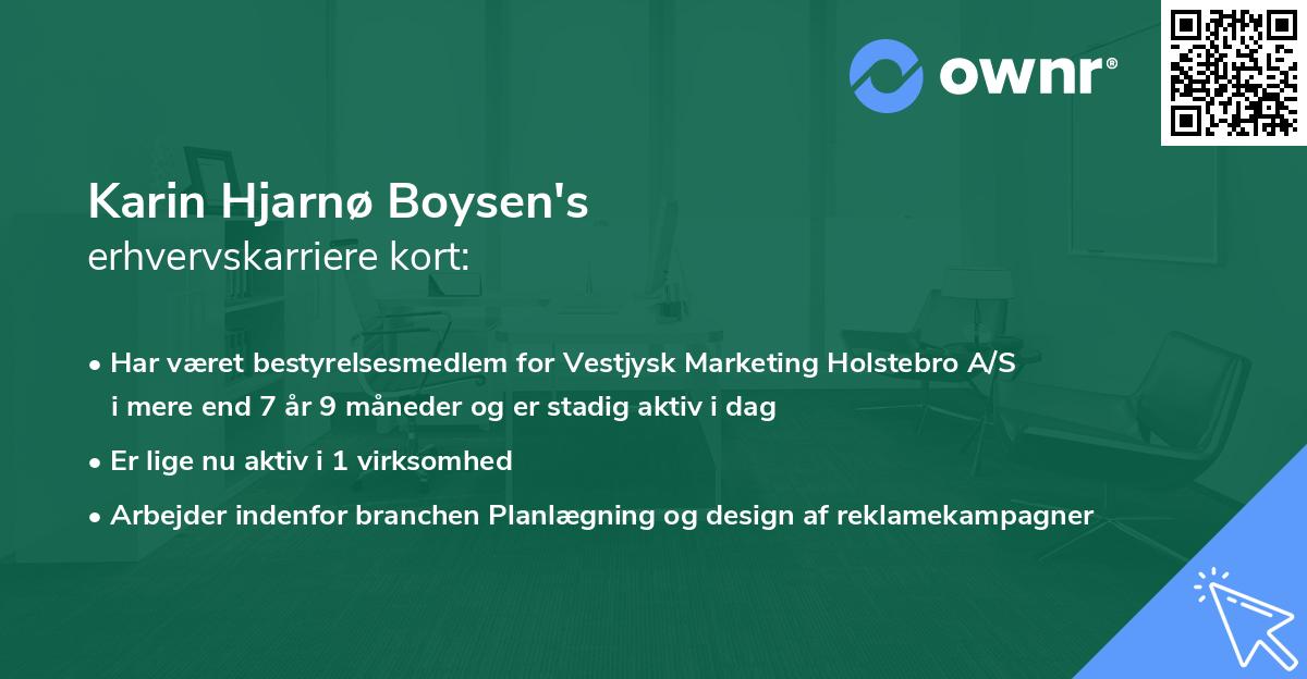 Karin Hjarnø Boysen's erhvervskarriere kort