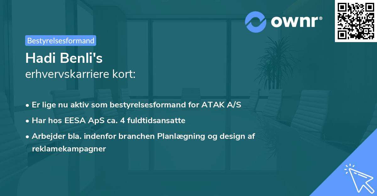 Hadi Benli's erhvervskarriere kort