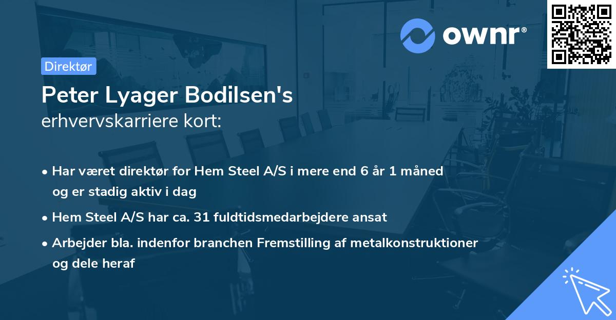 Peter Lyager Bodilsen's erhvervskarriere kort