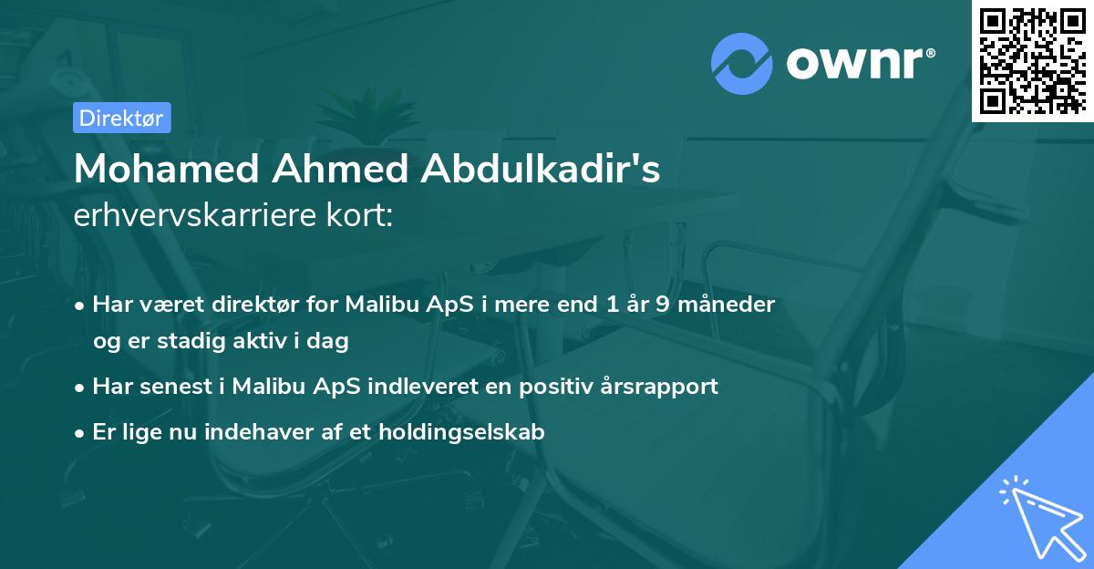 Mohamed Ahmed Abdulkadir's erhvervskarriere kort