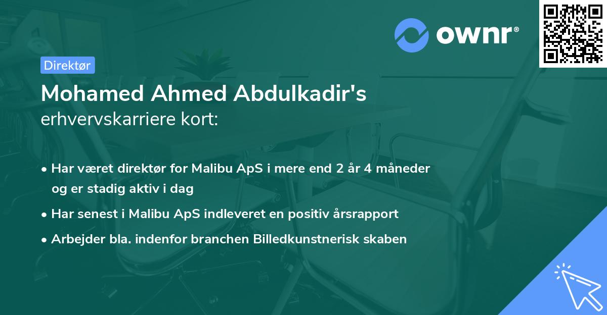 Mohamed Ahmed Abdulkadir's erhvervskarriere kort