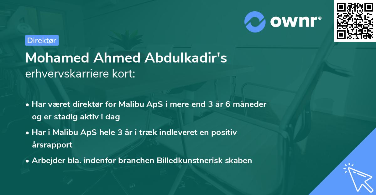 Mohamed Ahmed Abdulkadir's erhvervskarriere kort