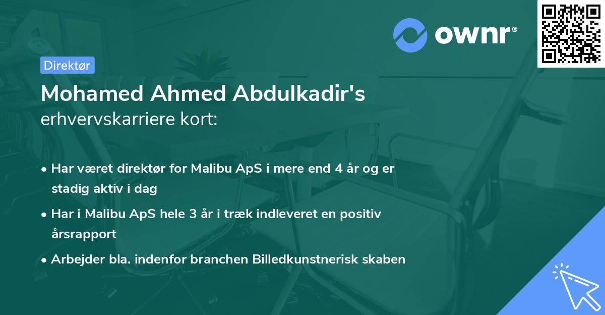 Mohamed Ahmed Abdulkadir's erhvervskarriere kort