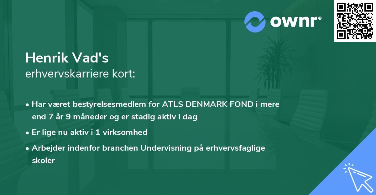 Henrik Vad's erhvervskarriere kort