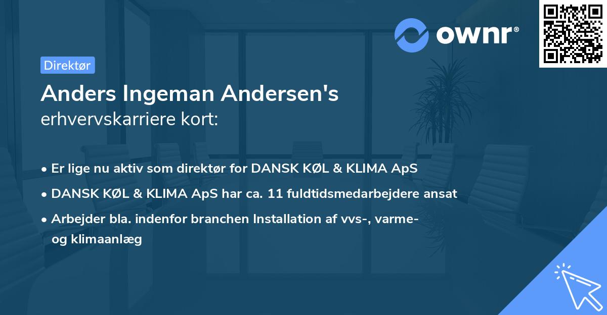 Anders Ingeman Andersen's erhvervskarriere kort
