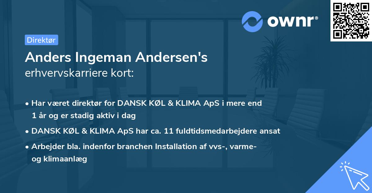 Anders Ingeman Andersen's erhvervskarriere kort