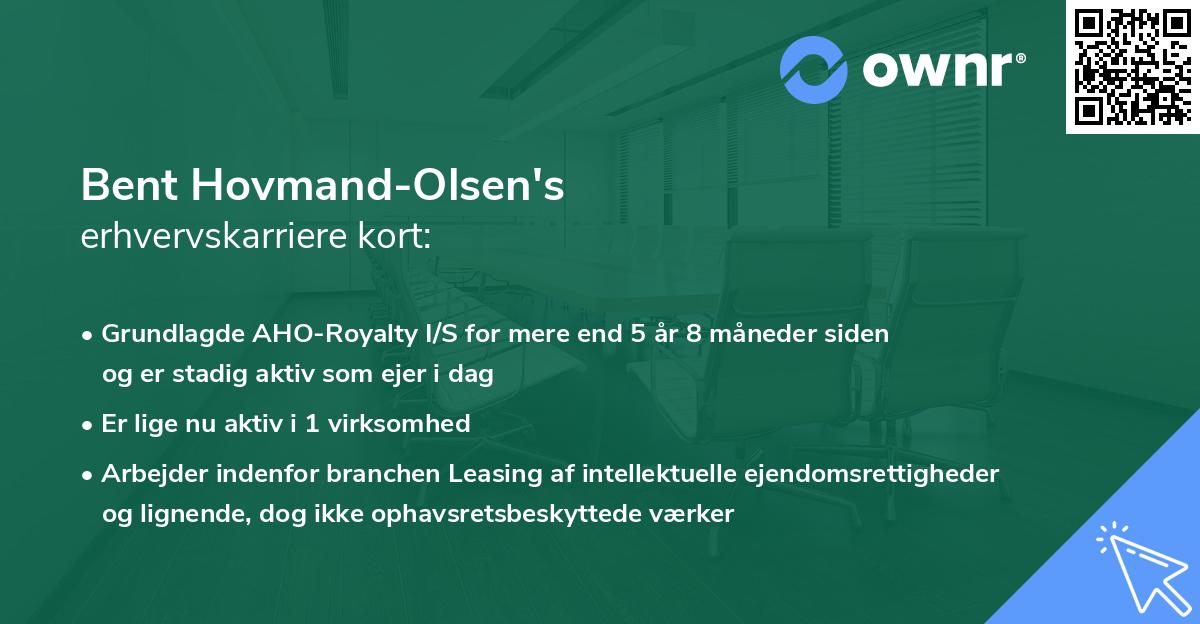 Bent Hovmand-Olsen's erhvervskarriere kort