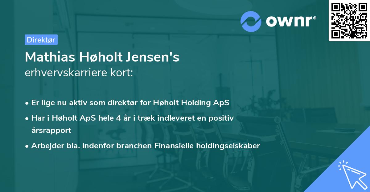 Mathias Høholt Jensen's erhvervskarriere kort