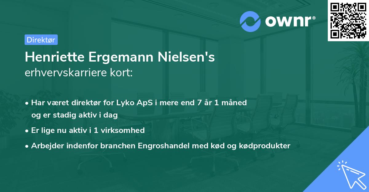 Henriette Ergemann Nielsen's erhvervskarriere kort