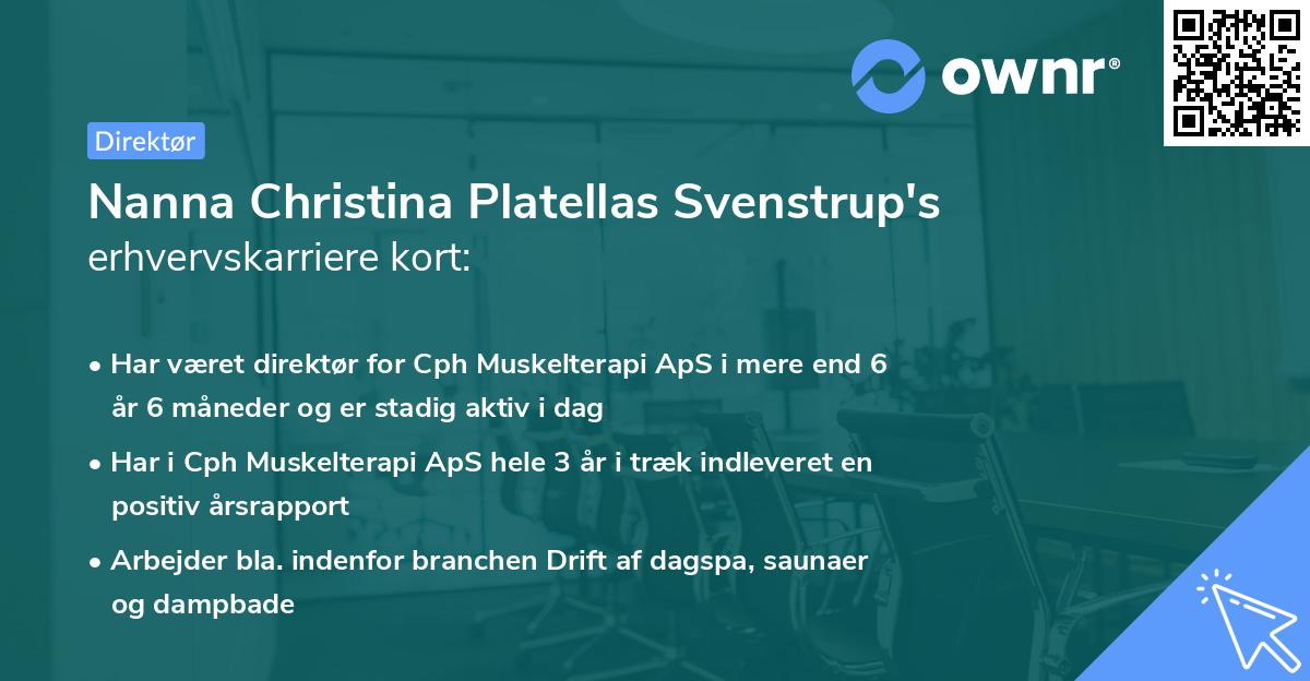 Nanna Christina Platellas Svenstrup's erhvervskarriere kort