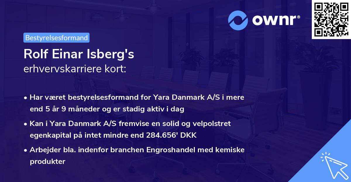 Rolf Einar Isberg's erhvervskarriere kort