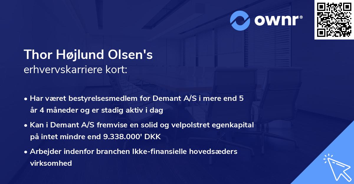 Thor Højlund Olsen's erhvervskarriere kort