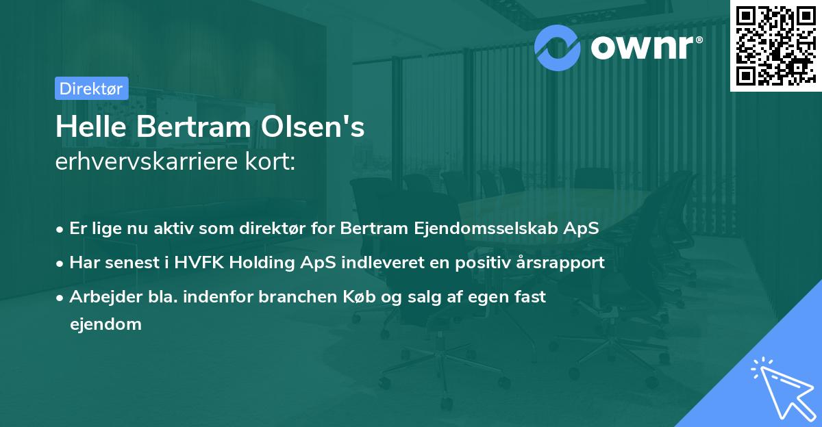 Helle Bertram Olsen's erhvervskarriere kort