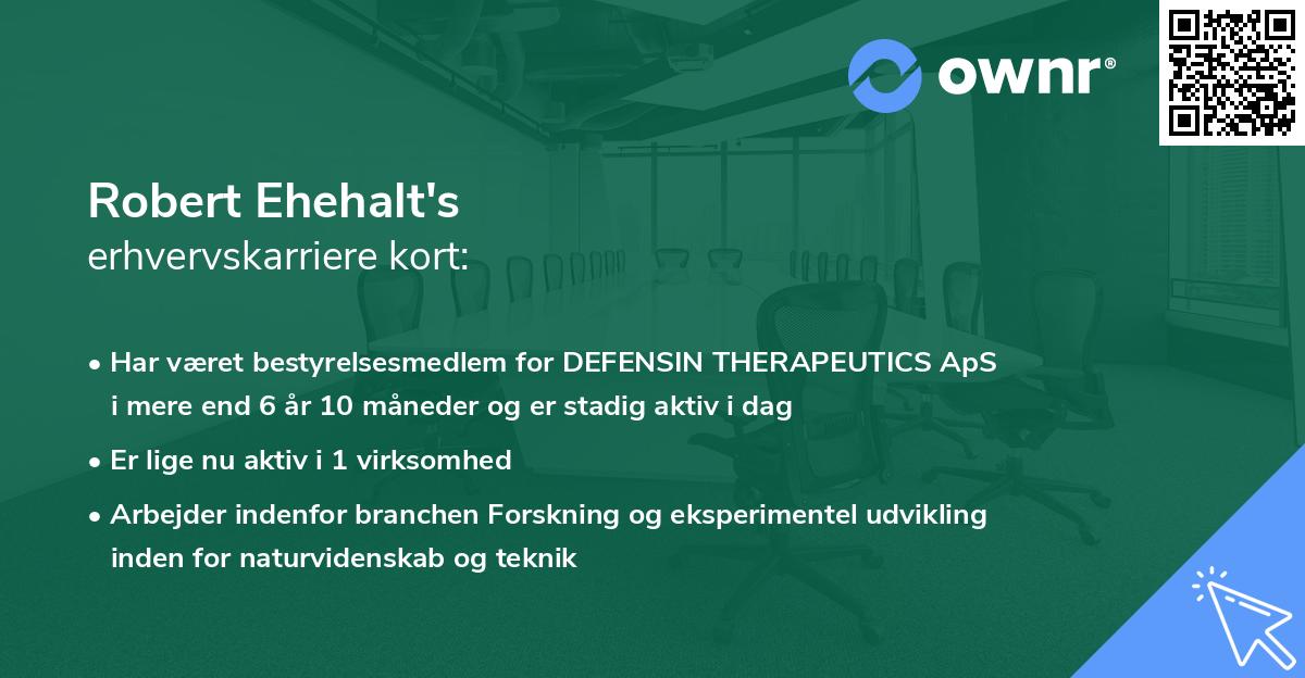 Robert Ehehalt's erhvervskarriere kort