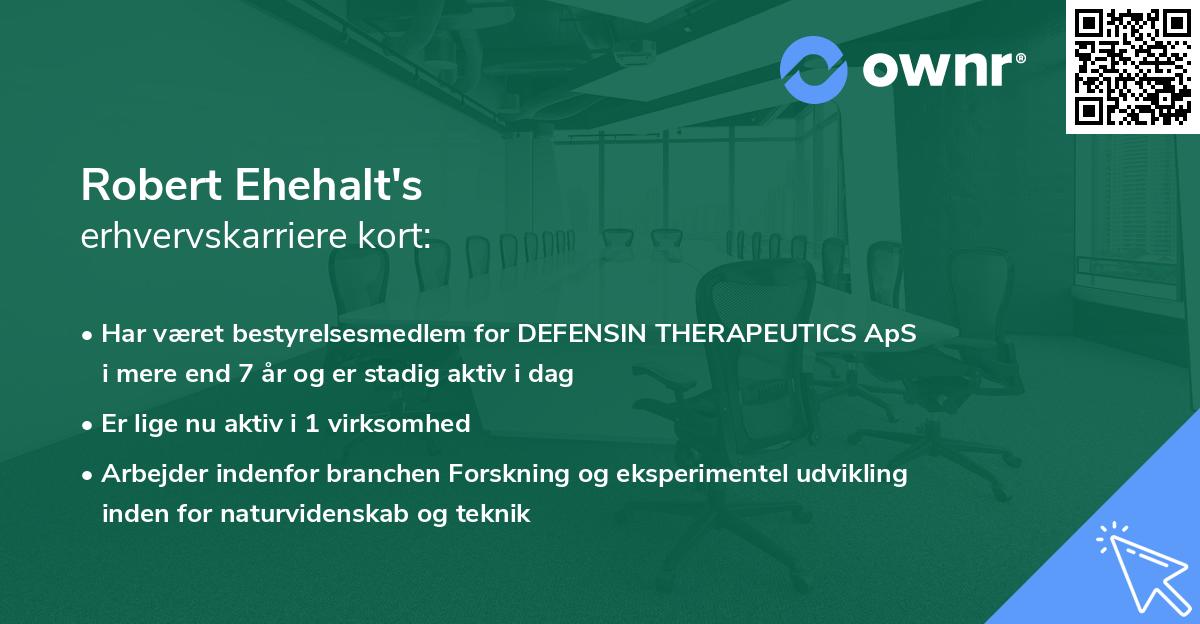 Robert Ehehalt's erhvervskarriere kort