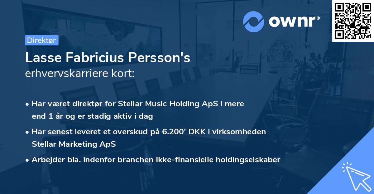 Lasse Fabricius Persson's erhvervskarriere kort