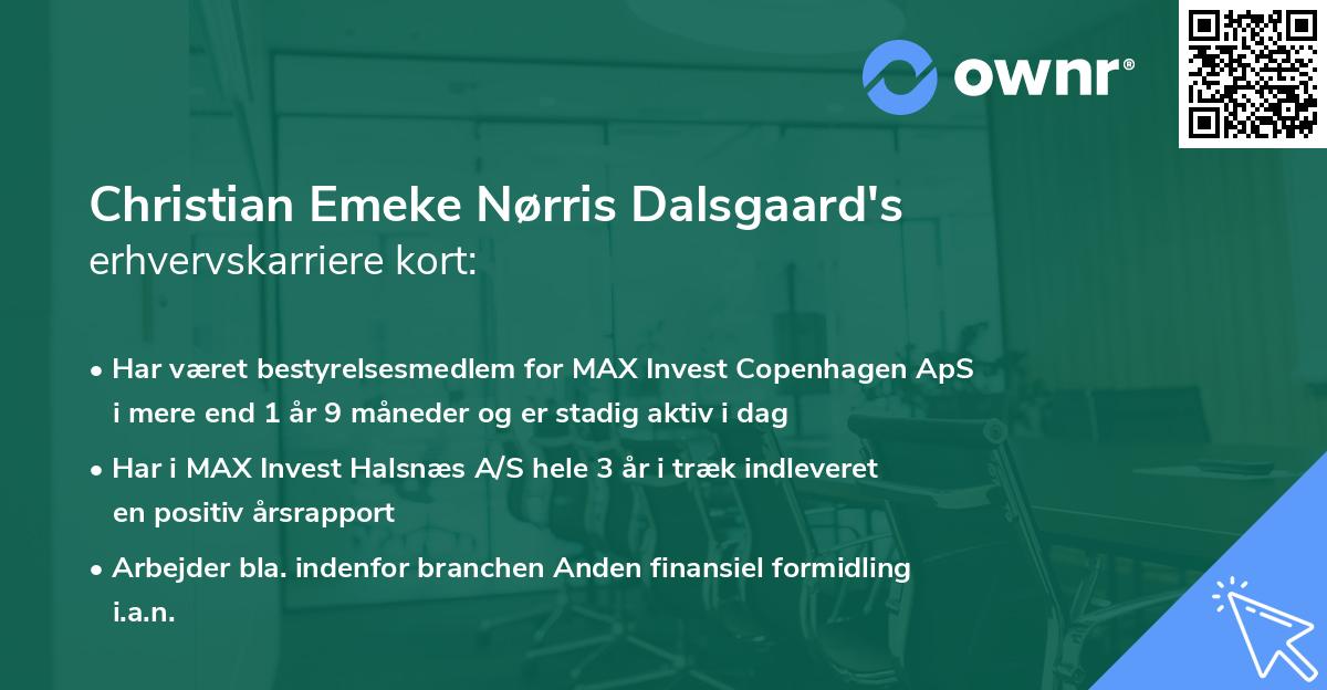 Christian Emeke Nørris Dalsgaard's erhvervskarriere kort