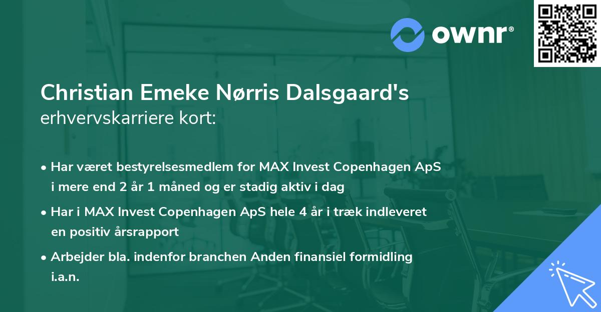 Christian Emeke Nørris Dalsgaard's erhvervskarriere kort