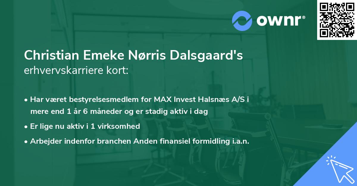 Christian Emeke Nørris Dalsgaard's erhvervskarriere kort