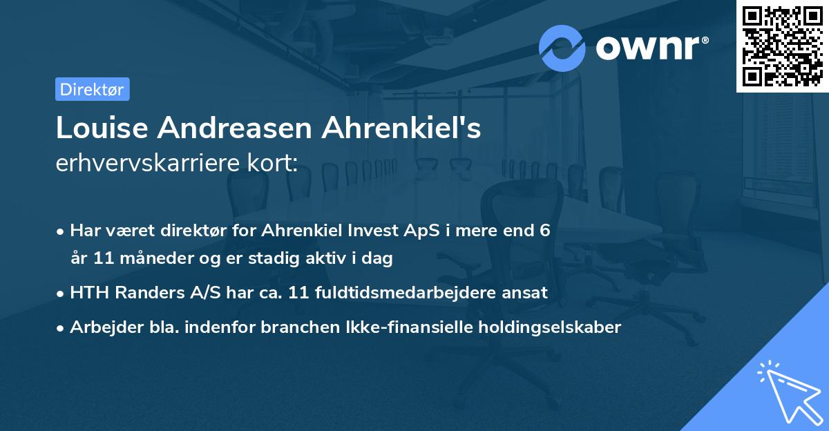 Louise Andreasen Ahrenkiel's erhvervskarriere kort