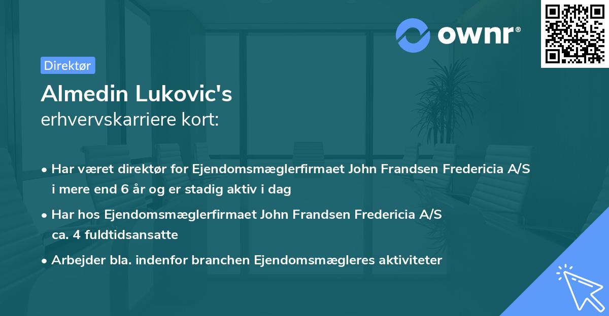 Almedin Lukovic's erhvervskarriere kort