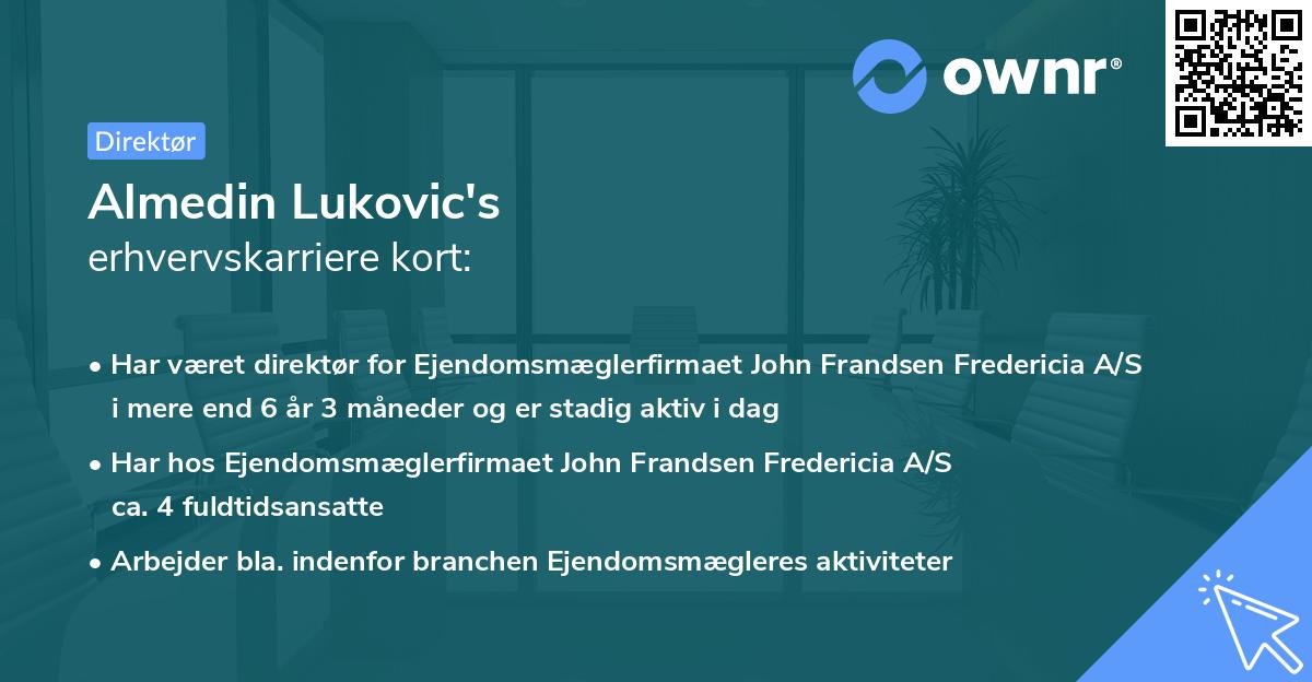 Almedin Lukovic's erhvervskarriere kort