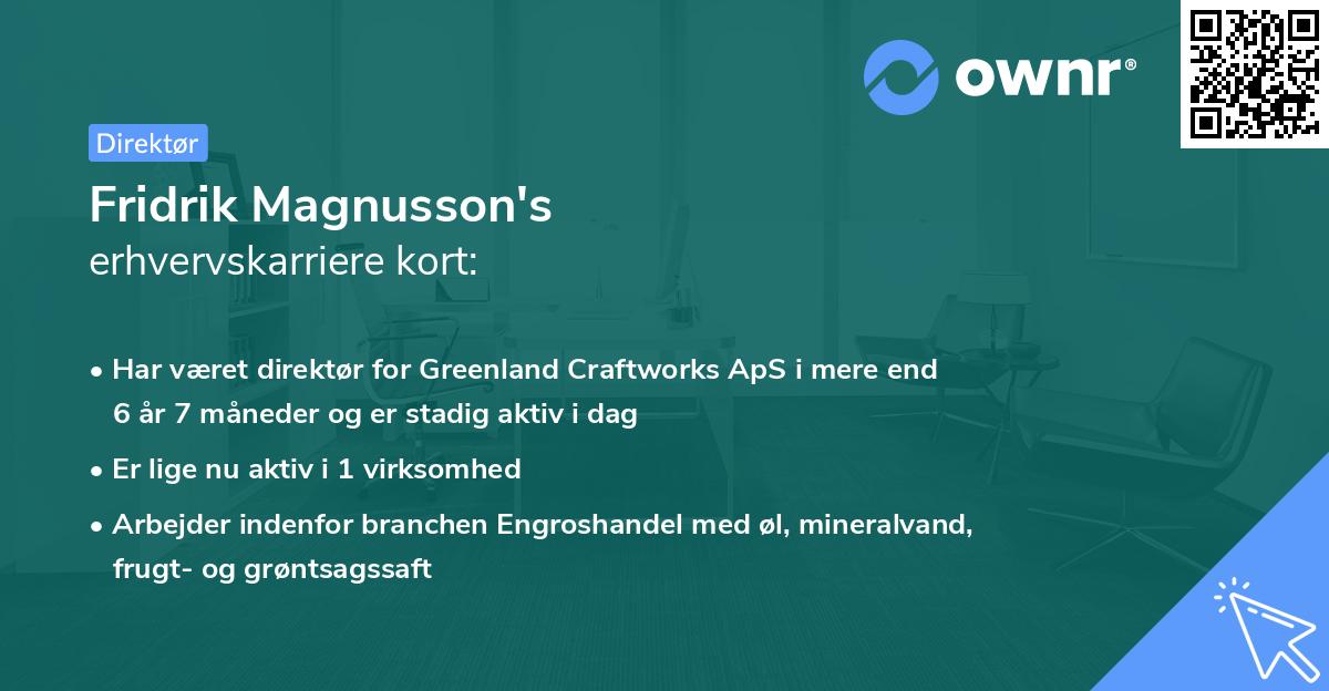 Fridrik Magnusson's erhvervskarriere kort