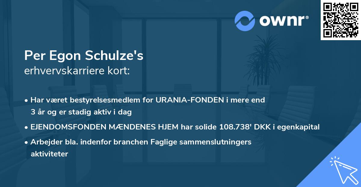 Per Egon Schulze's erhvervskarriere kort