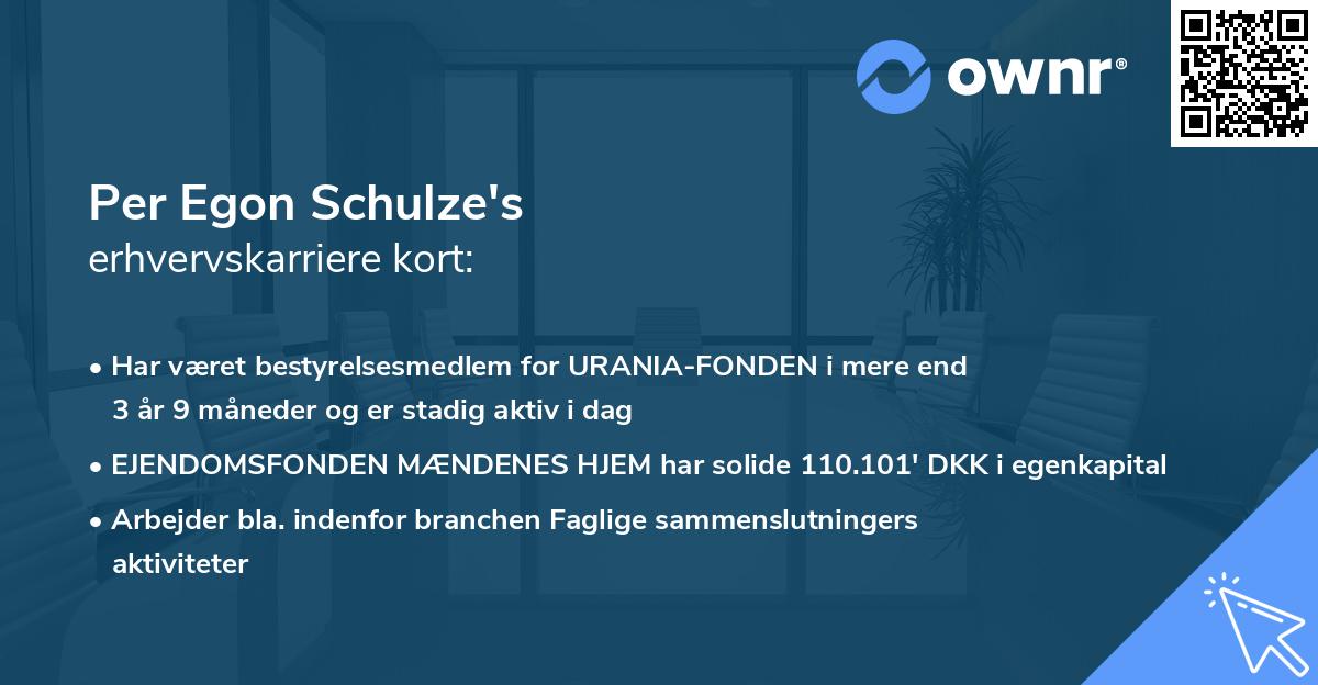 Per Egon Schulze's erhvervskarriere kort