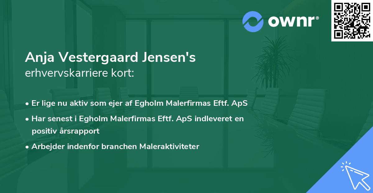 Anja Vestergaard Jensen's erhvervskarriere kort