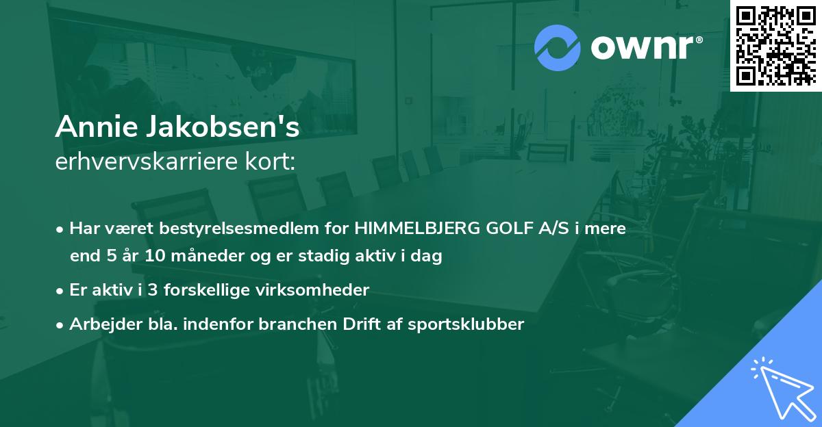 Annie Jakobsen's erhvervskarriere kort