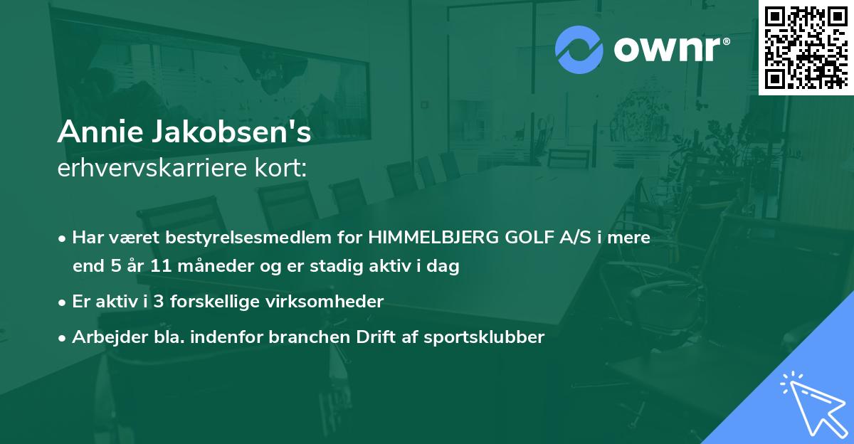 Annie Jakobsen's erhvervskarriere kort