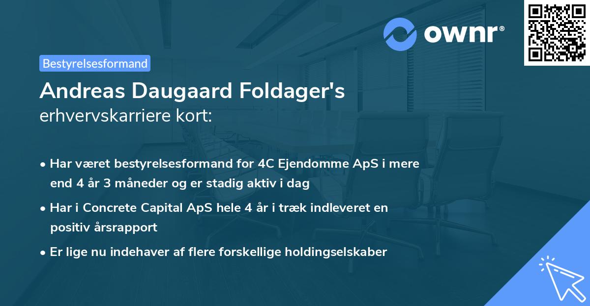 Andreas Daugaard Foldager's erhvervskarriere kort