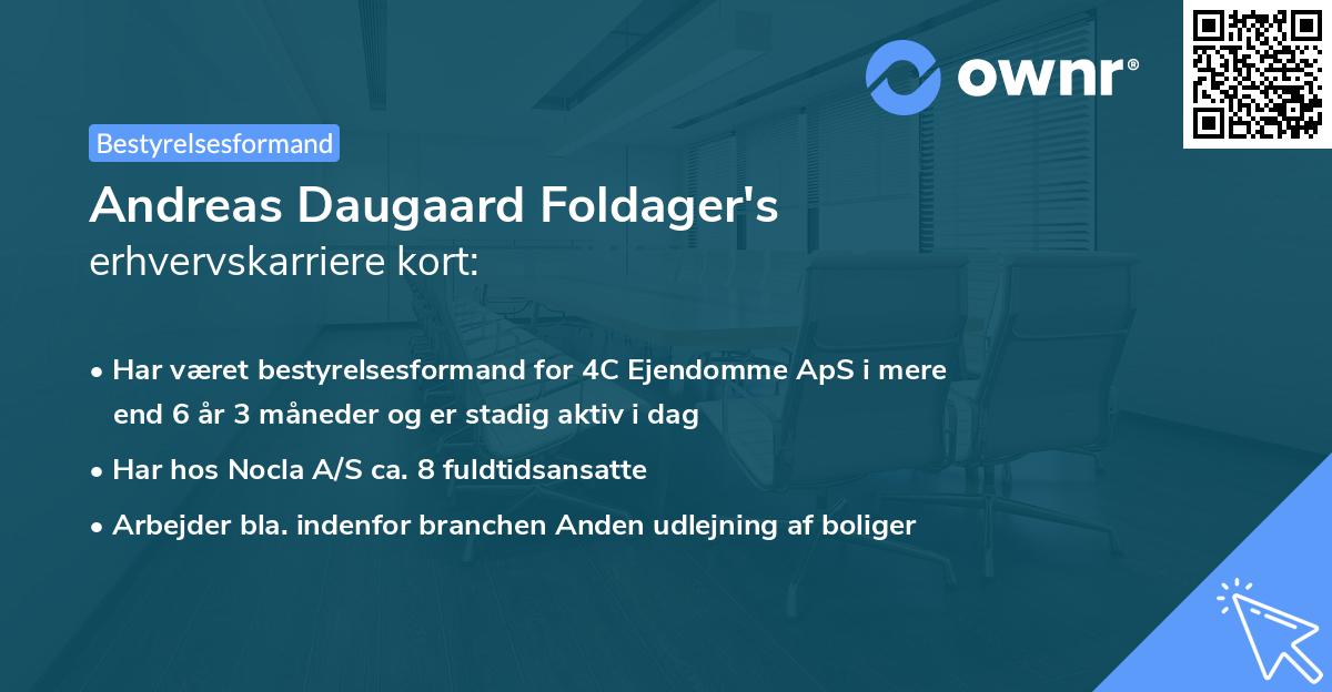 Andreas Daugaard Foldager's erhvervskarriere kort
