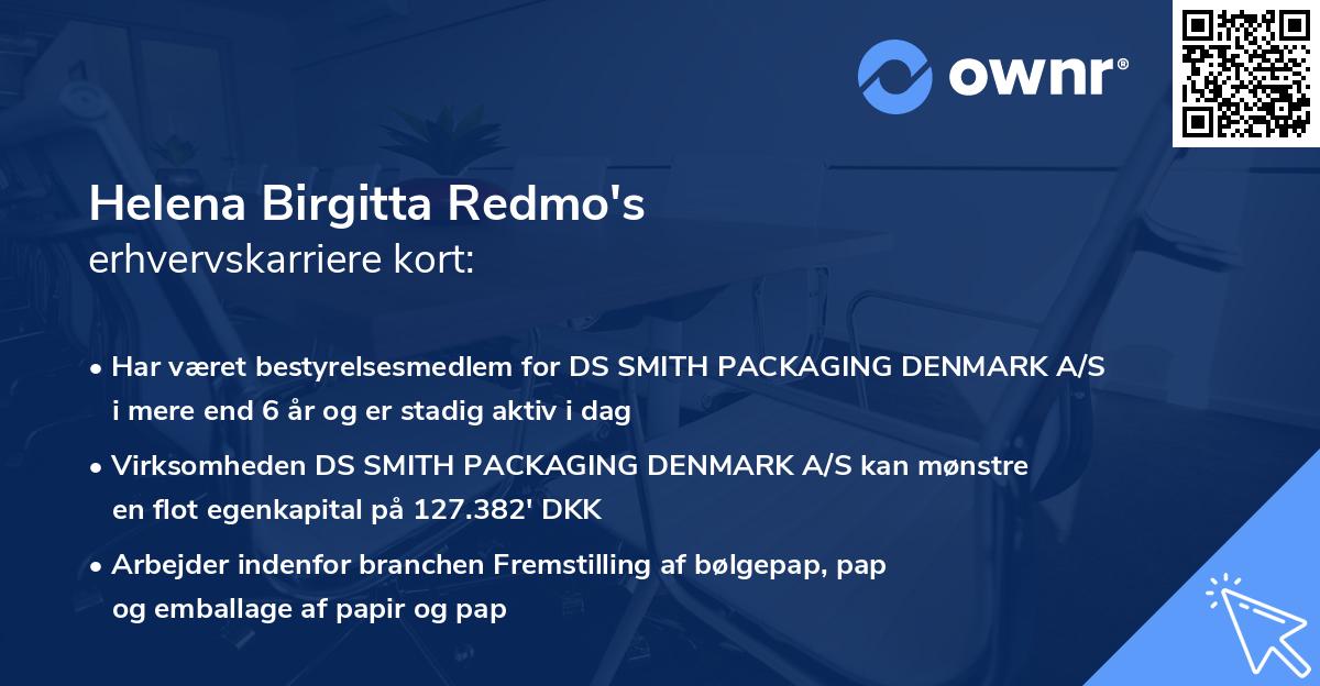 Helena Birgitta Redmo's erhvervskarriere kort
