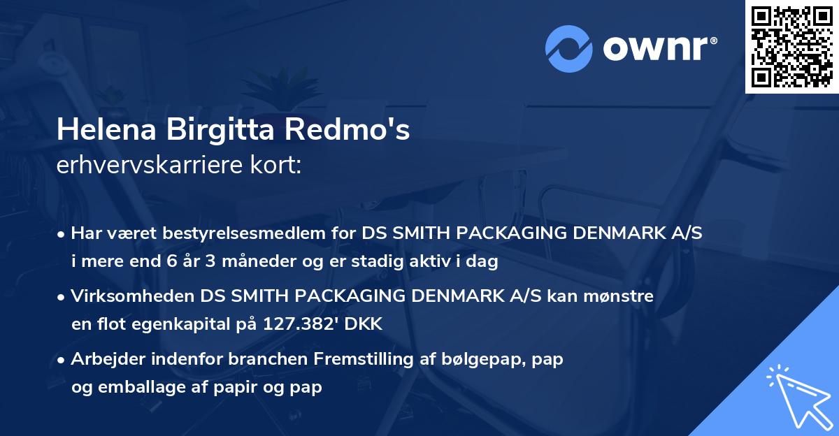 Helena Birgitta Redmo's erhvervskarriere kort