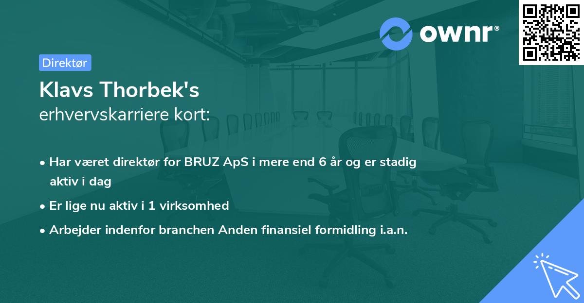 Klavs Thorbek's erhvervskarriere kort