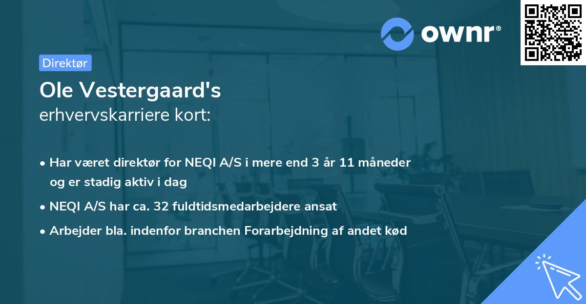 Ole Vestergaard's erhvervskarriere kort