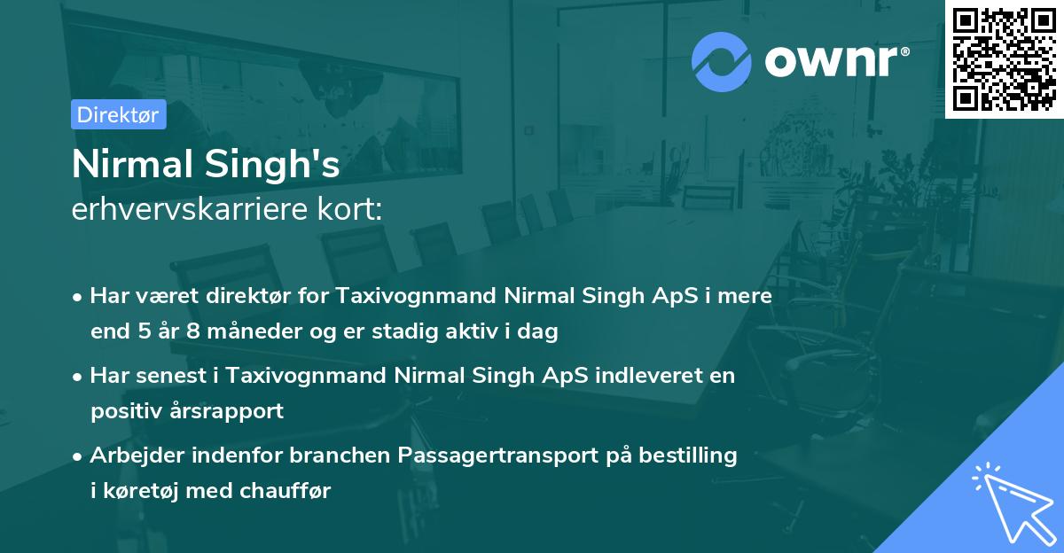 Nirmal Singh's erhvervskarriere kort