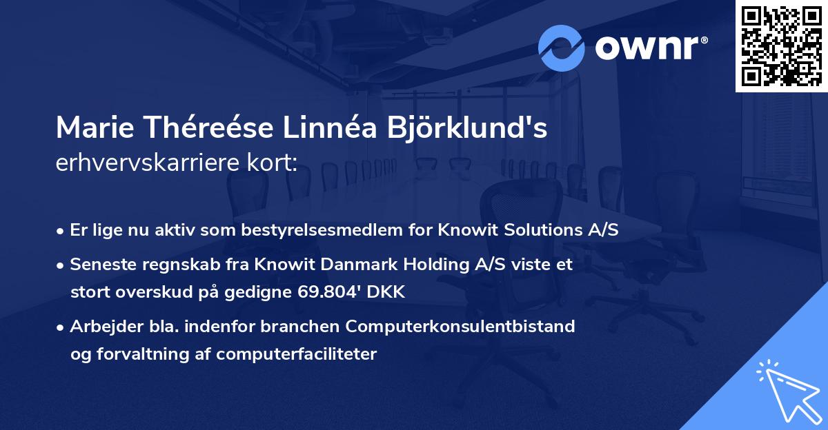 Marie Théreése Linnéa Björklund's erhvervskarriere kort