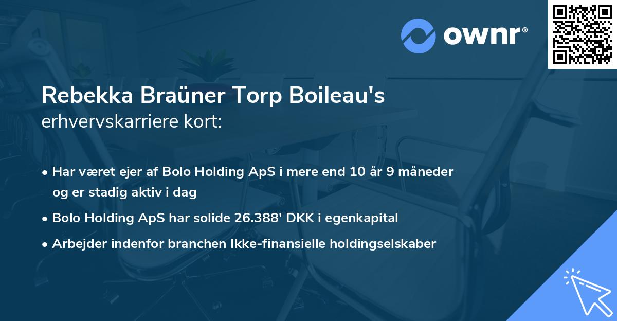 Rebekka Braüner Torp Boileau's erhvervskarriere kort