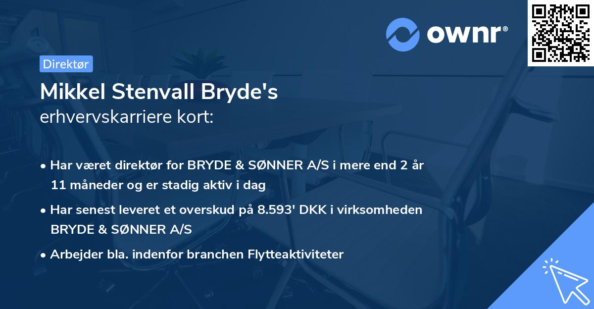 Mikkel Stenvall Bryde's erhvervskarriere kort
